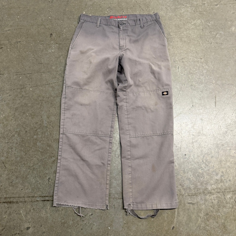 Dickies Mens Double Knee Work Pants Gray Flexible Durable Straight Leg 34x29